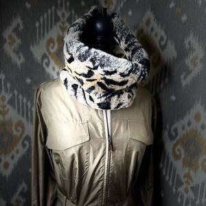 Barney’s New York * Ocelot Print Rabbit Fur Snood